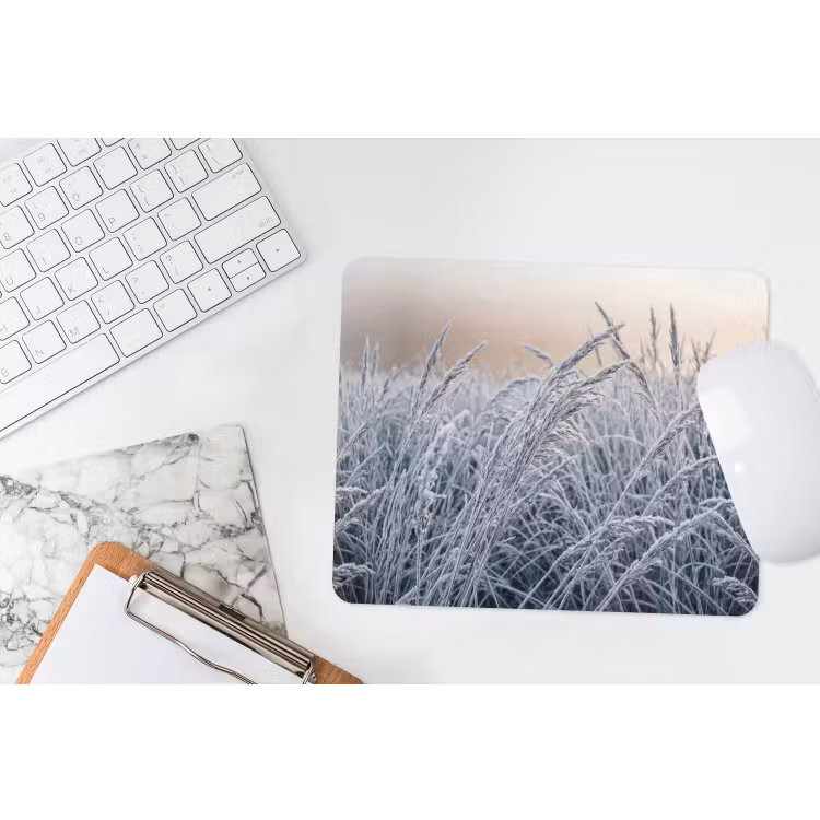 Rijp - Gras - Kristallen - Winter - Minimalistisch muismat rubber klein -witbureau