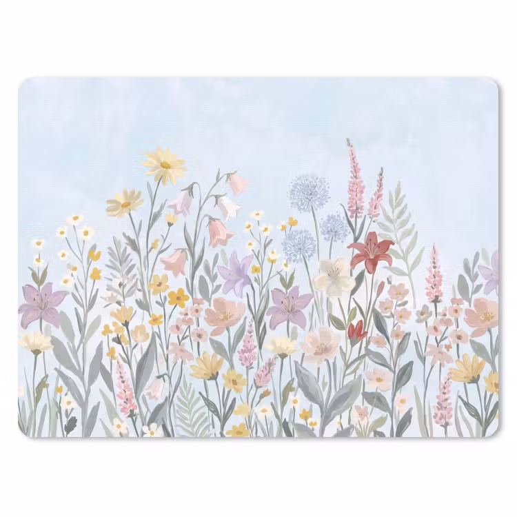 Weidebloemen - Illustratie - Kleurrijk muismat rubber klein -3d
