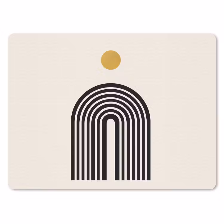 Minimalistisch - Zwarte boog - Gouden cirkel muismat rubber klein -3d