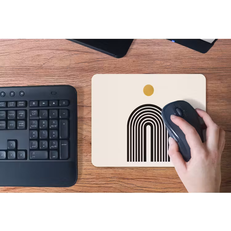 Minimalistisch - Zwarte boog - Gouden cirkel muismat rubber klein -toetsenbord