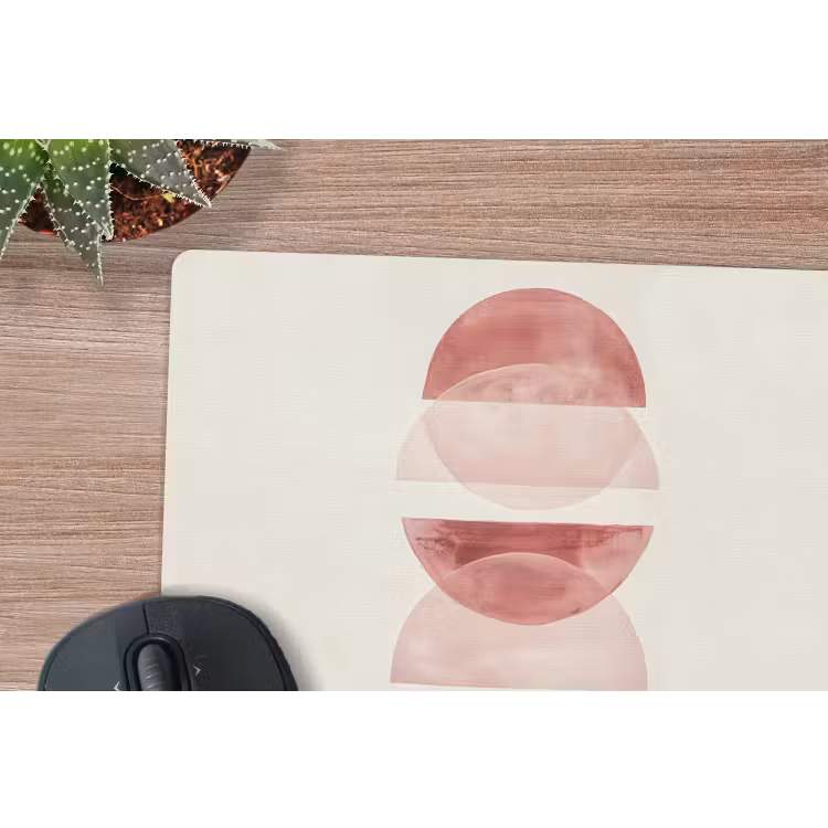 Minimalistisch - Cirkels - Roze muismat rubber klein -closeup
