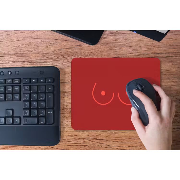 Minimalistisch - Lijnillustratie - Rood muismat rubber klein -toetsenbord