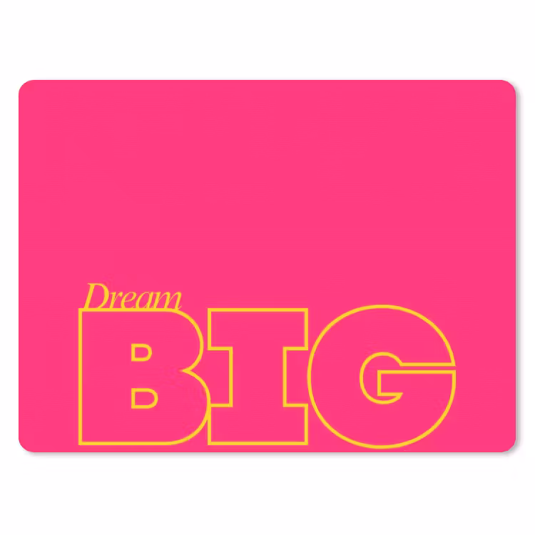 Minimalistisch - Roze - Dream big - Grafisch muismat rubber klein -3d