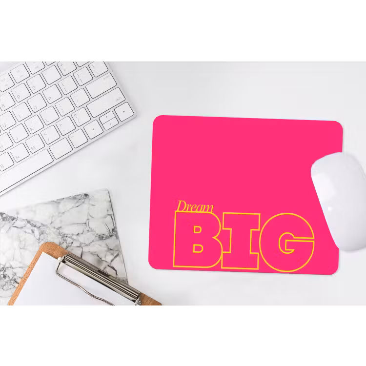 Minimalistisch - Roze - Dream big - Grafisch muismat rubber klein -witbureau