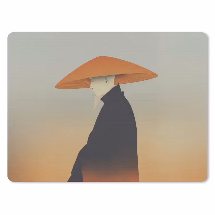 Minimalistisch - Silhouet - Oranje muismat rubber klein -3d