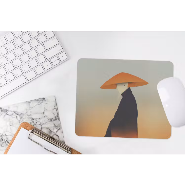 Minimalistisch - Silhouet - Oranje muismat rubber klein -witbureau