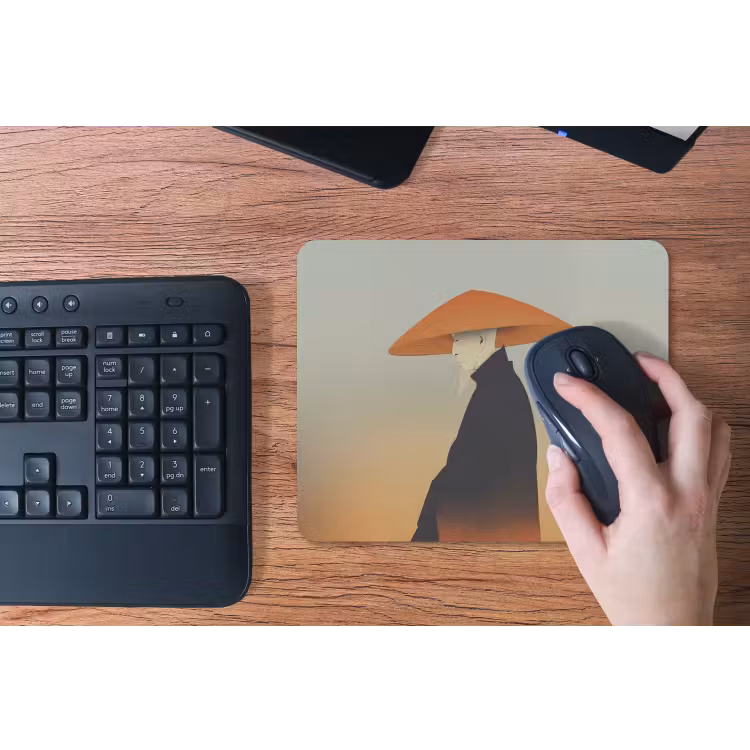 Minimalistisch - Silhouet - Oranje muismat rubber klein -toetsenbord