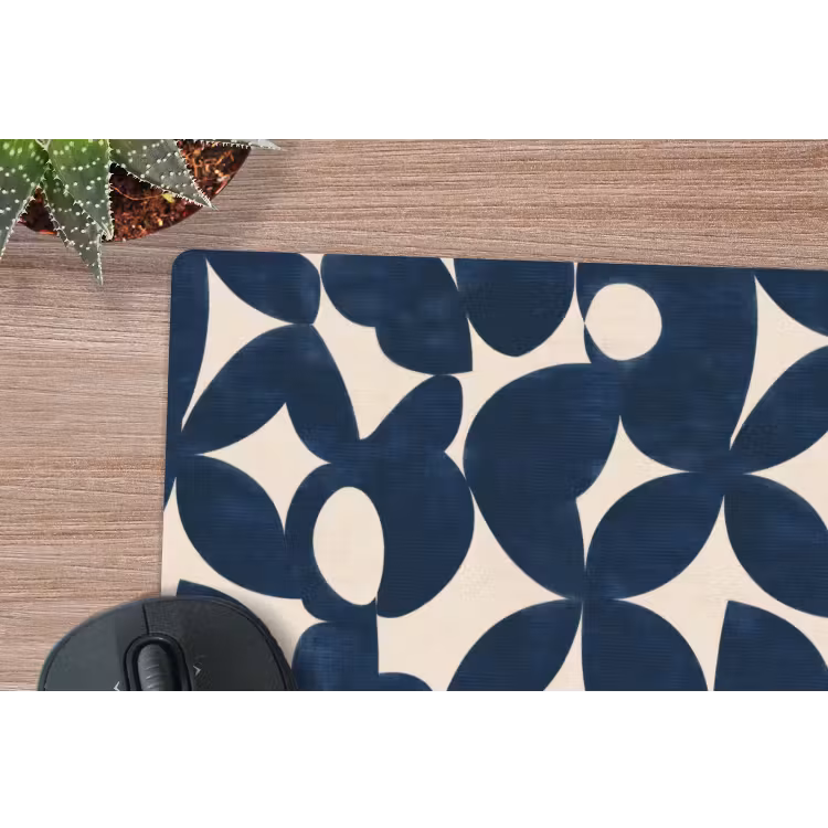 Modern - Geometrisch - Blauw muismat rubber klein 262 -closeup