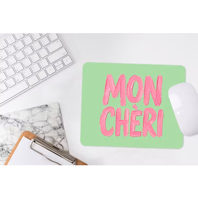 Mon cheri - Groen - Roze muismat rubber klein -witbureau