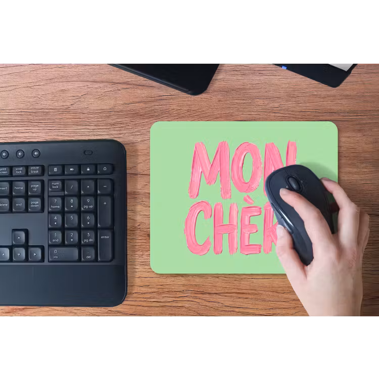 Mon cheri - Groen - Roze muismat rubber klein -toetsenbord