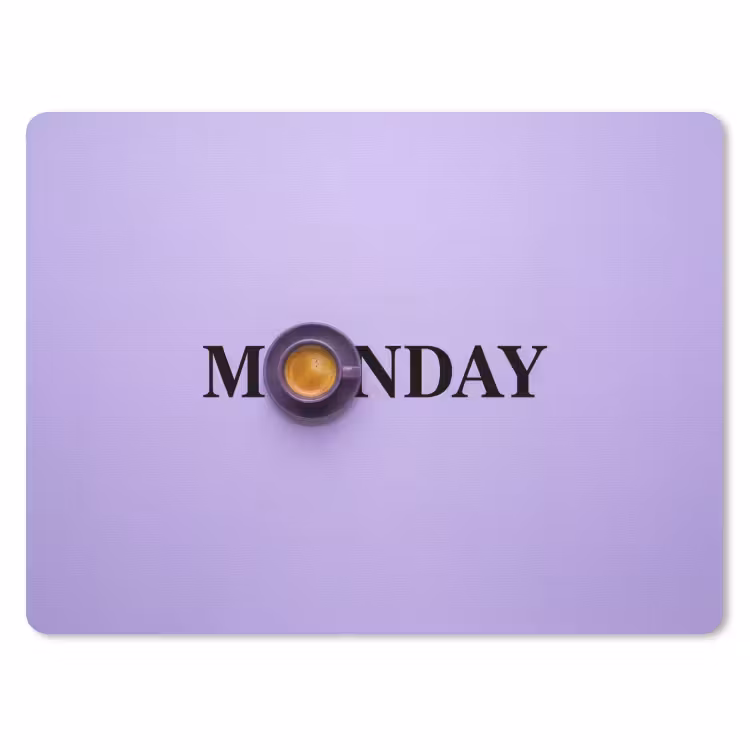 Maandag - Mok - Koffie - Paars muismat rubber klein -3d