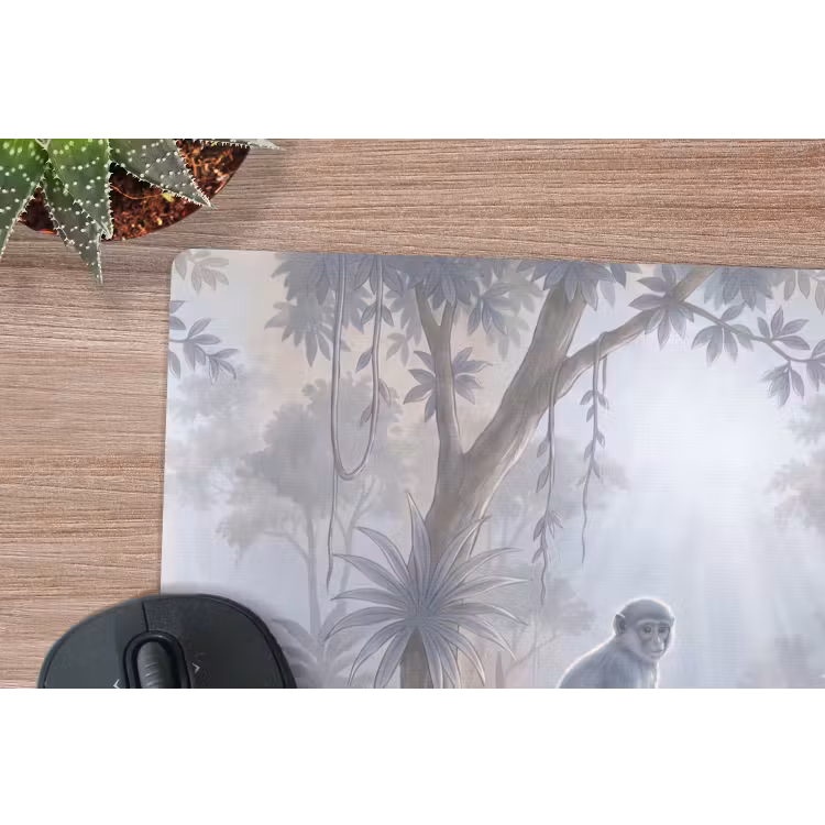 Aap - Boom - Jungle - Natuur - Grijs muismat rubber klein -closeup