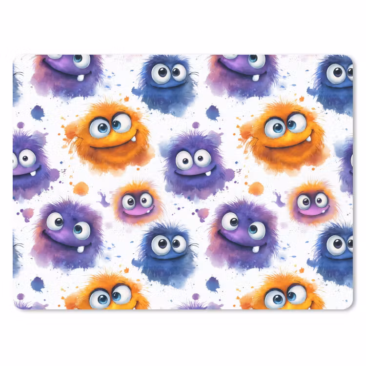 Monstertjes - Aquarel - Kleurrijk muismat rubber klein 262 -3d