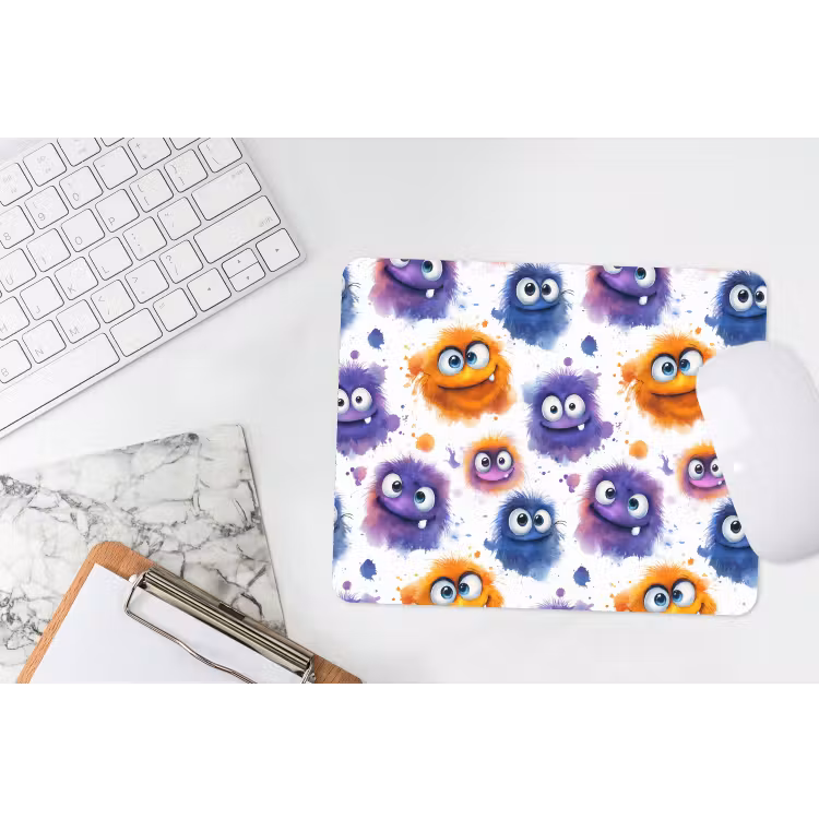 Monstertjes - Aquarel - Kleurrijk muismat rubber klein 262 -witbureau