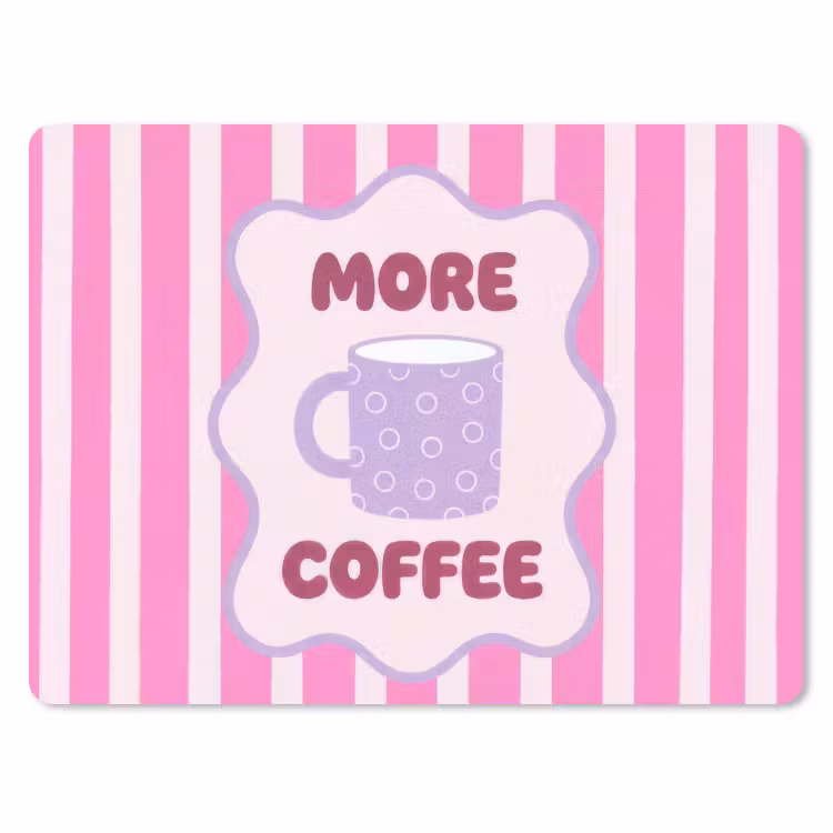 More coffee - Roze - Paars - Strepen - Mok muismat rubber klein -3d