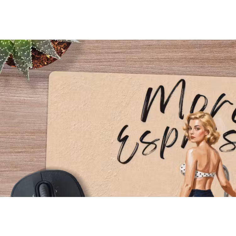 More espresso - Koffie - Eend muismat rubber klein -closeup