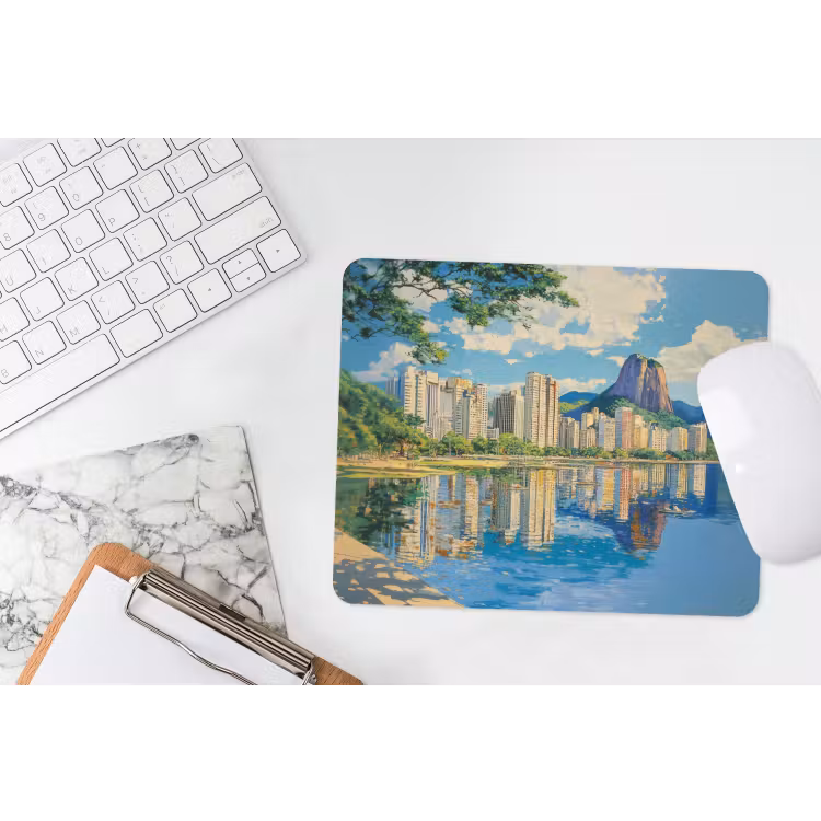 Berg - Skyline - Strand - Water muismat rubber klein -witbureau