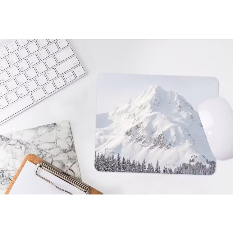 Berg - Sneeuw - Winter - Natuur - Wit muismat rubber klein -witbureau