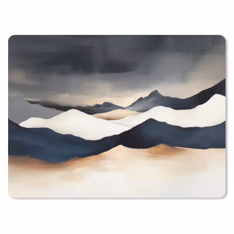 Bergen - Donkerblauw - Landschap muismat rubber klein -3d