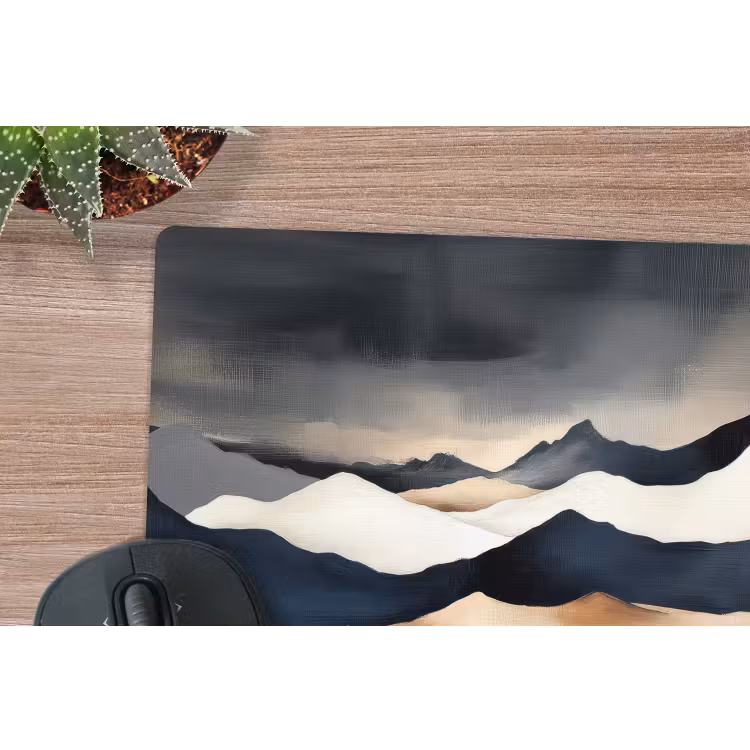 Bergen - Donkerblauw - Landschap muismat rubber klein -closeup