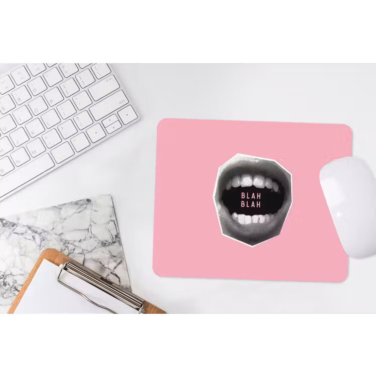 Mond - BLAH BLAH - Roze muismat rubber klein -witbureau