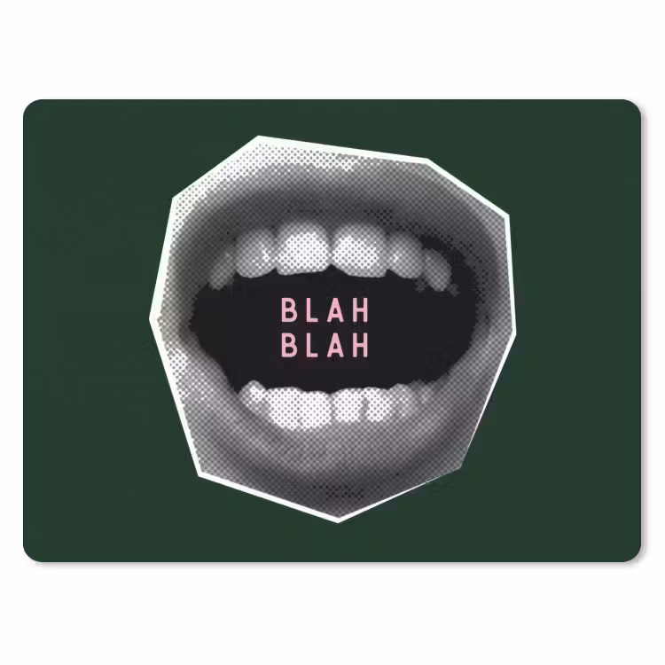 Mond - Groen - Illustratie - BLAH BLAH muismat rubber klein -3d