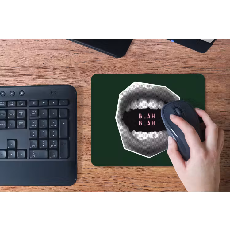Mond - Groen - Illustratie - BLAH BLAH muismat rubber klein -toetsenbord