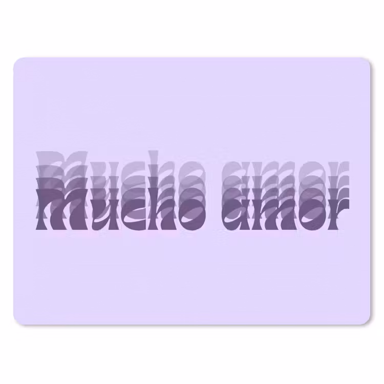 Mucho amor - Paars - Gelaagde letters muismat rubber klein -3d