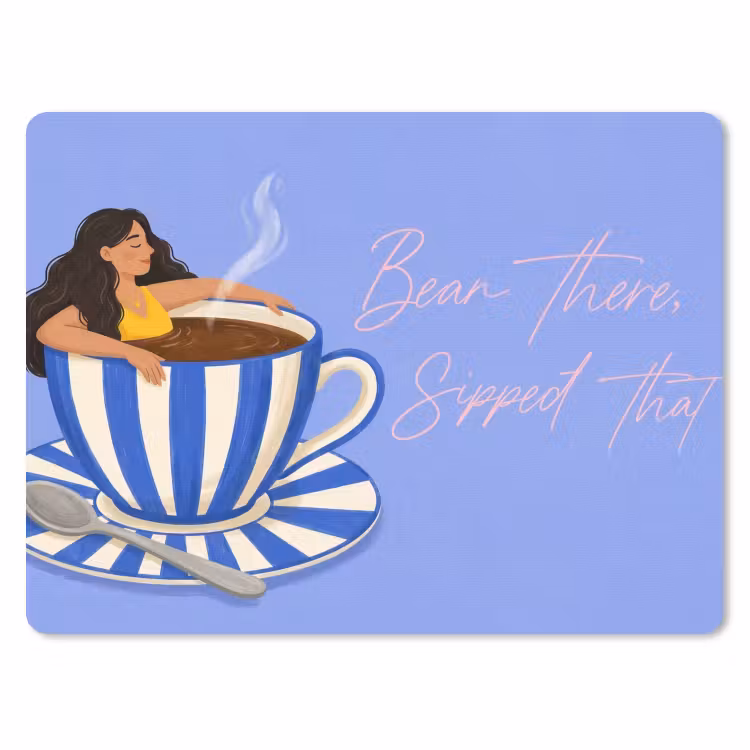 Mok - Koffie - Vrouw - Paars muismat rubber klein -3d