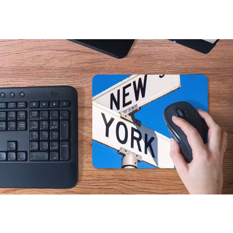 New York - Straatbord - Stad - Urban - Blauw muismat rubber klein -toetsenbord
