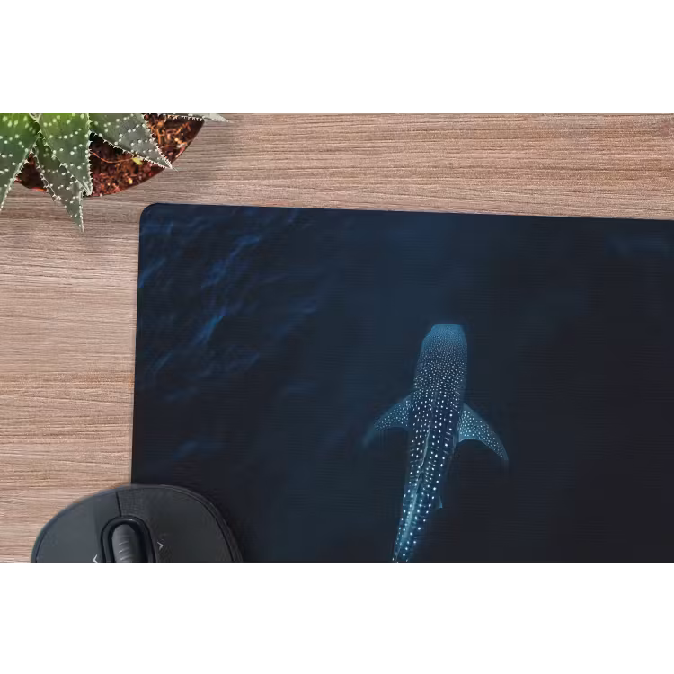 Oceaan - Walvishaai - Donkerblauw - Vlekken muismat rubber klein -closeup
