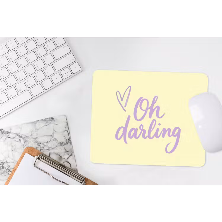 Oh darling - Geel - Hart muismat rubber klein -witbureau