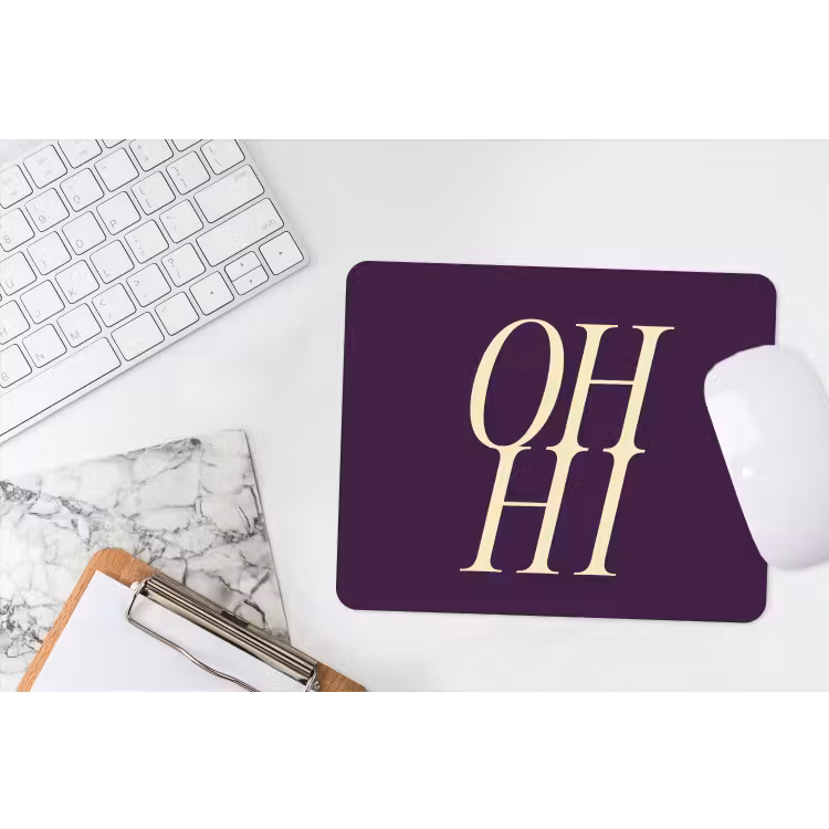 Oh hi - Paars - Minimalistisch muismat rubber klein -witbureau