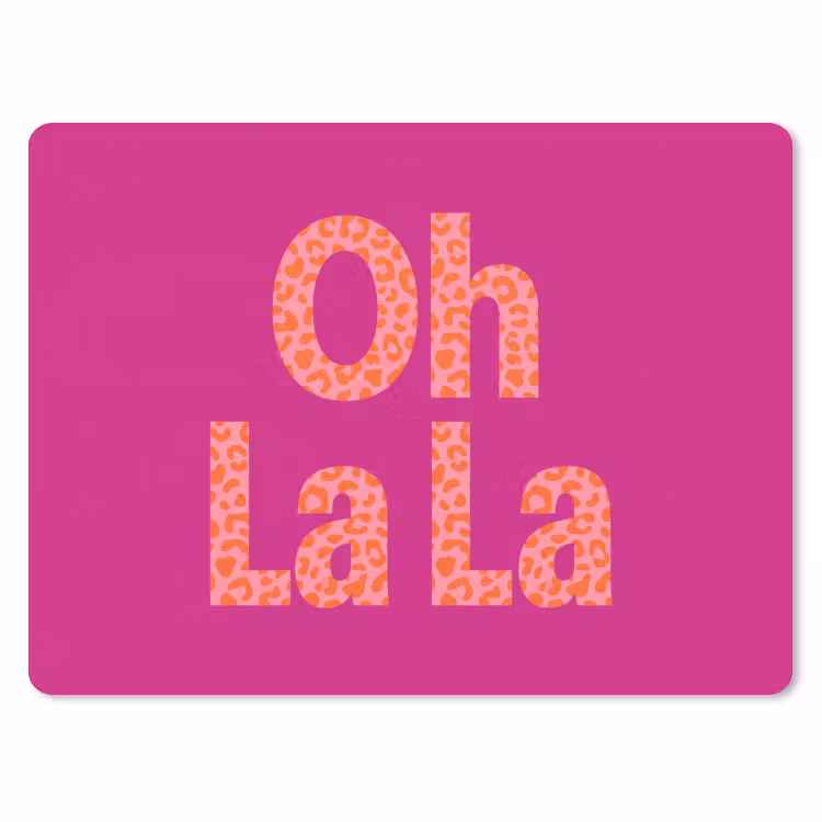 Oh la la - Luipaardprint - Roze muismat rubber klein -3d