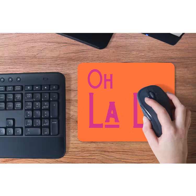 Oh la la - Oranje - Roze - Scheeflettertype muismat rubber klein -toetsenbord