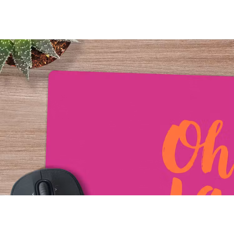 Oh la la - Roze - Oranje - Minimalistisch muismat rubber klein -closeup