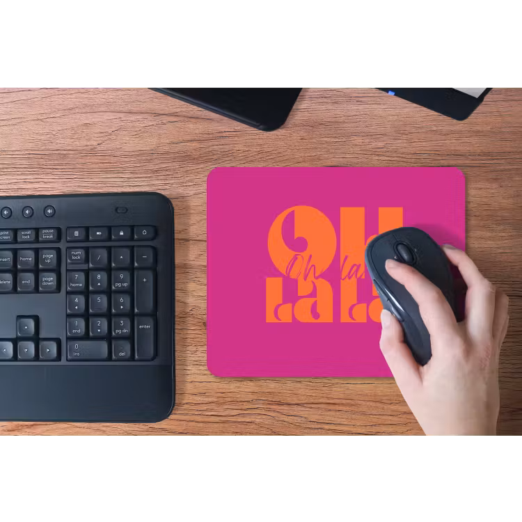 Oh la la - Roze - Oranje - Gestapelde letters muismat rubber klein -toetsenbord