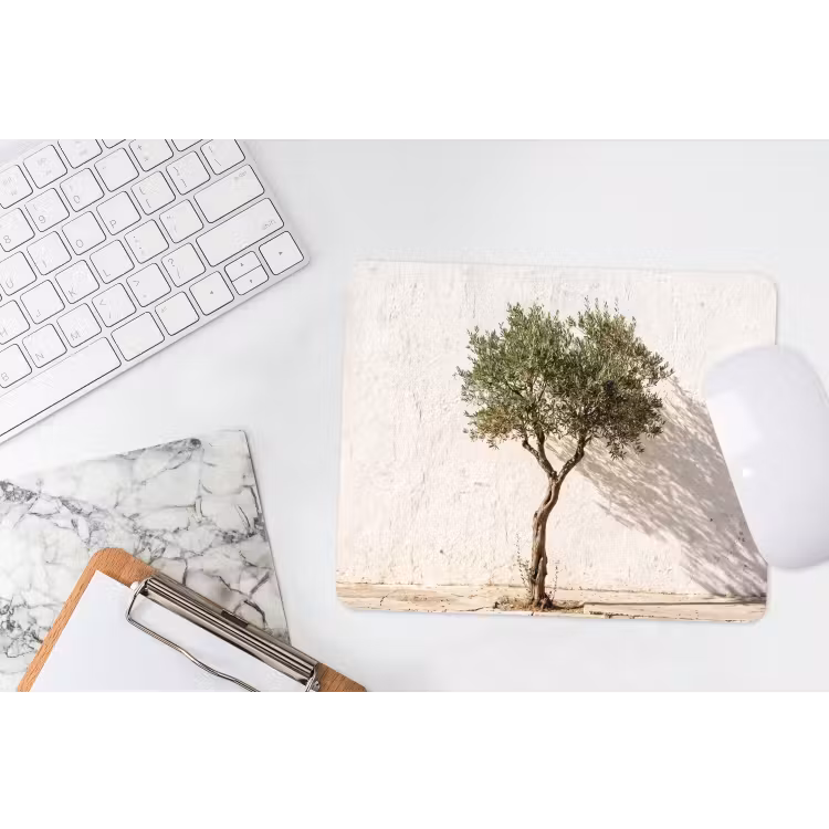 Mouse Pad - Olive Tree - Wall - White - Olijfboom - muur - wit muismat rubber klein