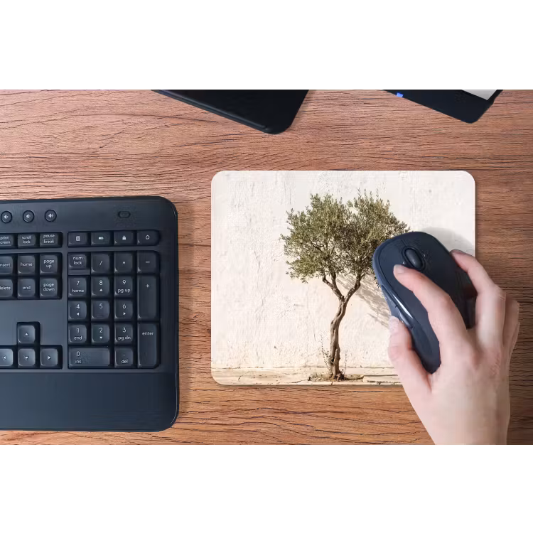 Mouse Pad - Olive Tree - Wall - White - Olijfboom - muur - wit muismat rubber klein