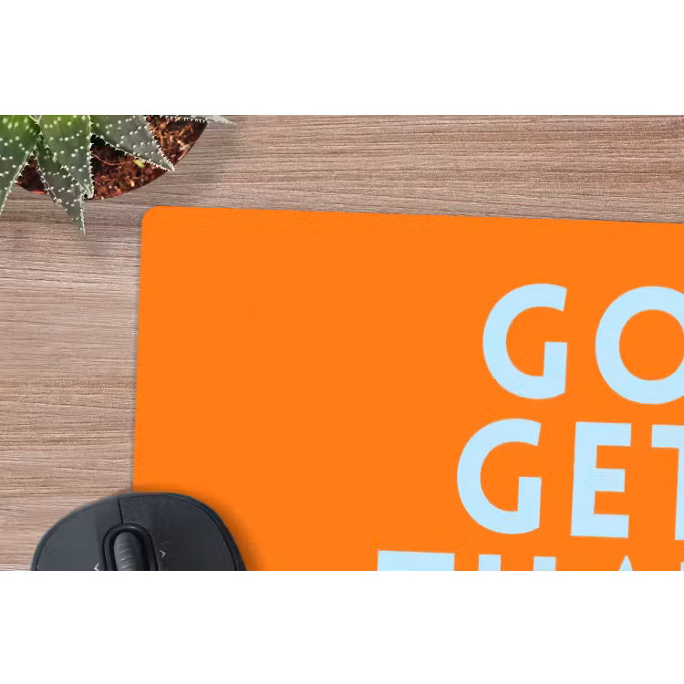 Oranje - Blauw - Go get that dream muismat rubber klein -closeup