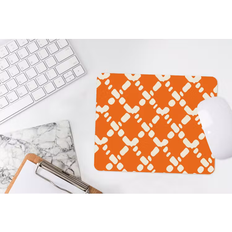 Oranje - Ruitpatroon - Wit muismat rubber klein 262 -witbureau