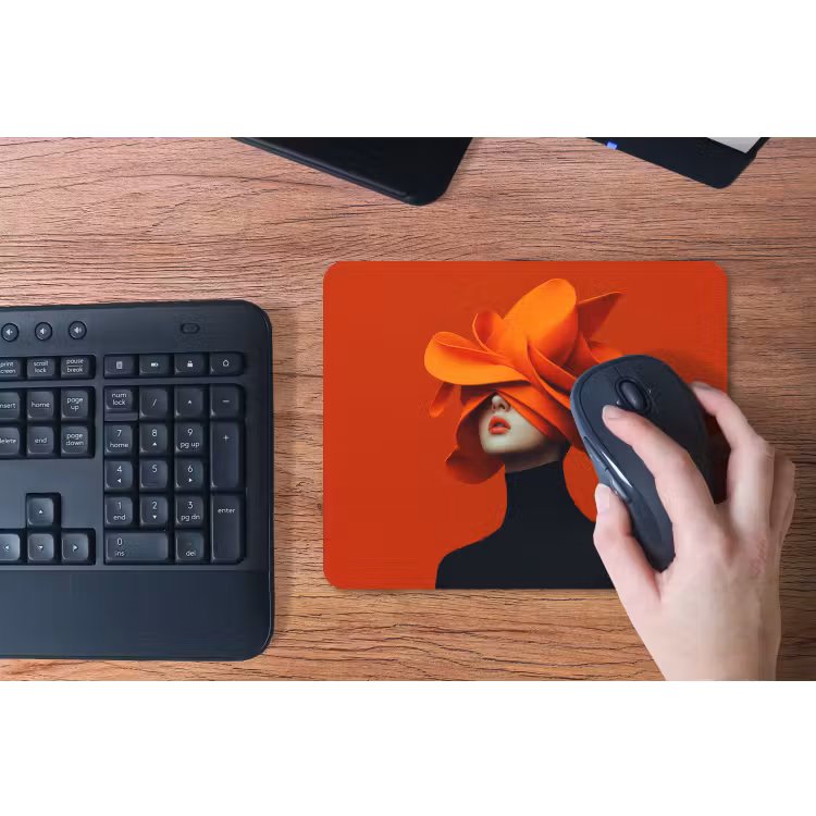 Oranje - Hoed - Vrouw muismat rubber klein -toetsenbord