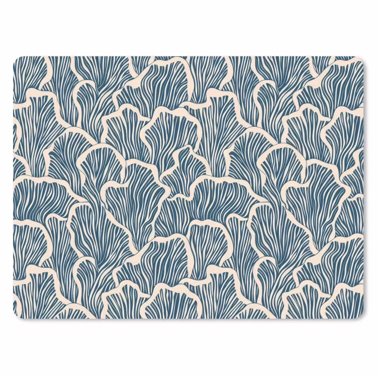 Organisch - Blauw - Crème - Schelpen muismat rubber klein 262 -3d