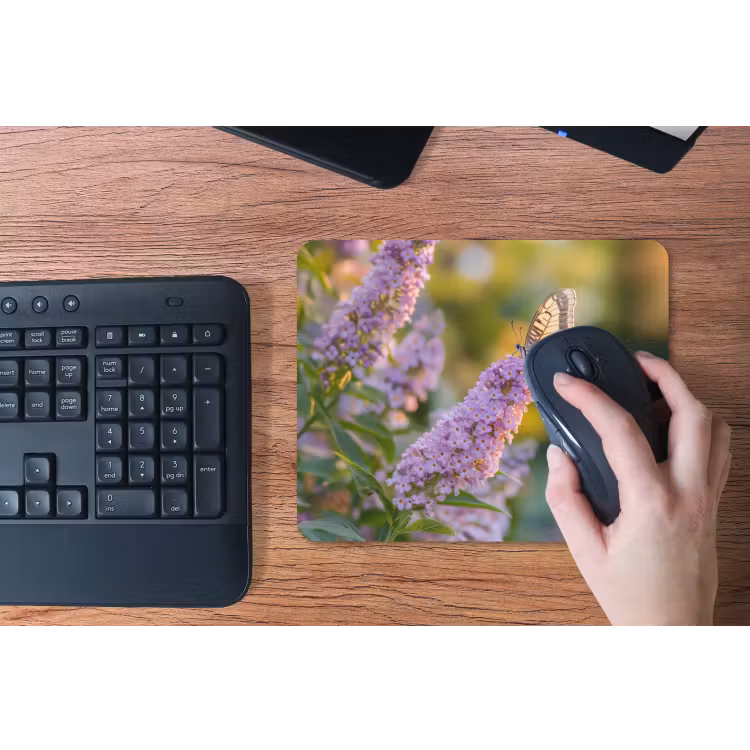 Sierlijke - Vlinder - Paarse - Bloemen muismat rubber klein -toetsenbord