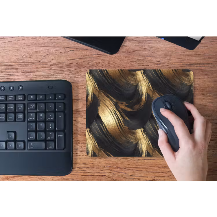 Verfstreken - Abstract - Goud - Zwart muismat rubber klein 262 -toetsenbord