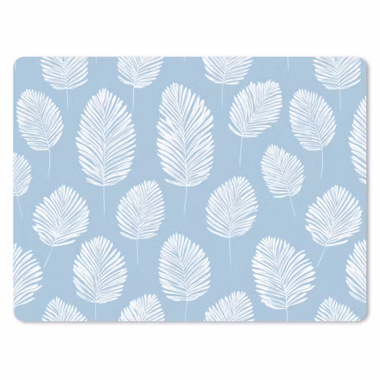 Palmbladeren - Naadloos - Patroon - Pastelblauw muismat rubber klein 262 -3d
