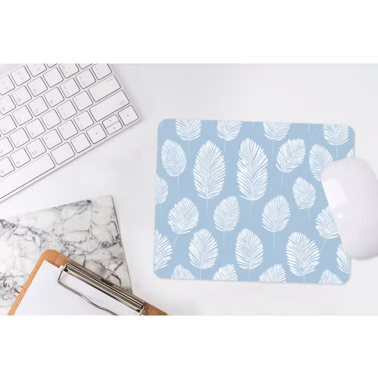 Palmbladeren - Naadloos - Patroon - Pastelblauw muismat rubber klein 262 -witbureau