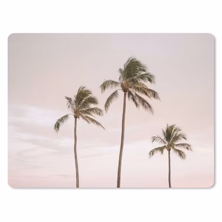 Palmbomen - Zonsondergang - Roze muismat rubber klein -3d