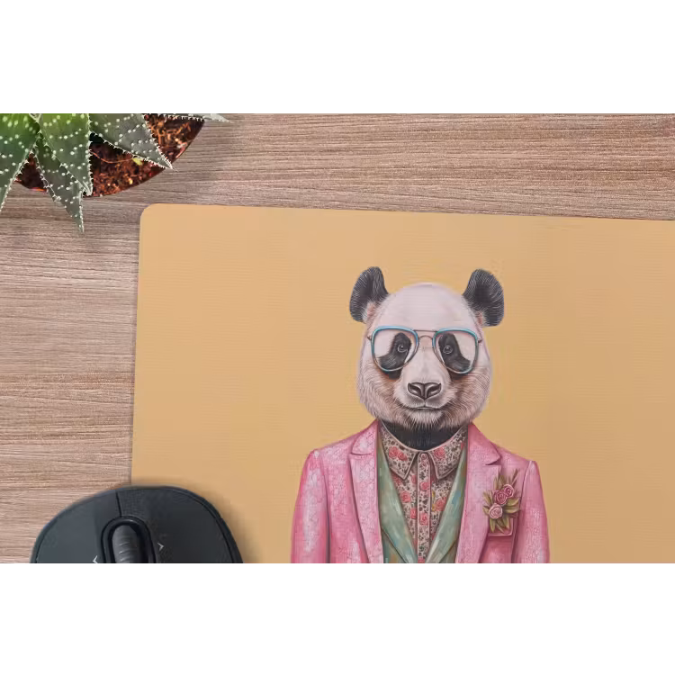 Panda - Pak - Zonnebril - Blauw muismat rubber klein -closeup