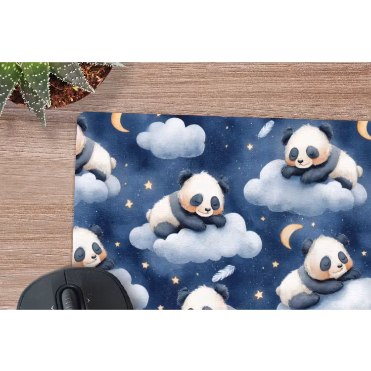 Panda's - Slapen - Blauw muismat rubber klein 262 -closeup